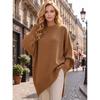 Womens Loose Fit Pullover Sweater Solid Color Long Sleeve Round Neck Knit Top Fall 2025