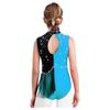 Girls Color Block Gymnastics Leotard with Mock Neck & Keyhole Back, Shiny Rhinestones & Tassels for Dance & Figure Skating