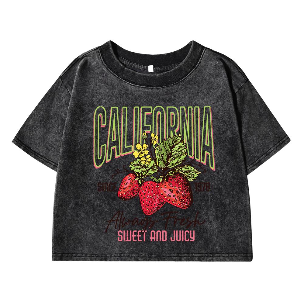 

Сладкая и сочная футболка с принтом клубники, женская, стиранная, короткая, модная, повседневная, уличные топы, летняя, свободная одежда XL