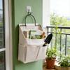 2pcs Wall Hanging Storage Bag Water Proof Closet Linen Fabric Pockets Organizer with Hooks for Living Room Bedroom Bathroom Kitchen Beige