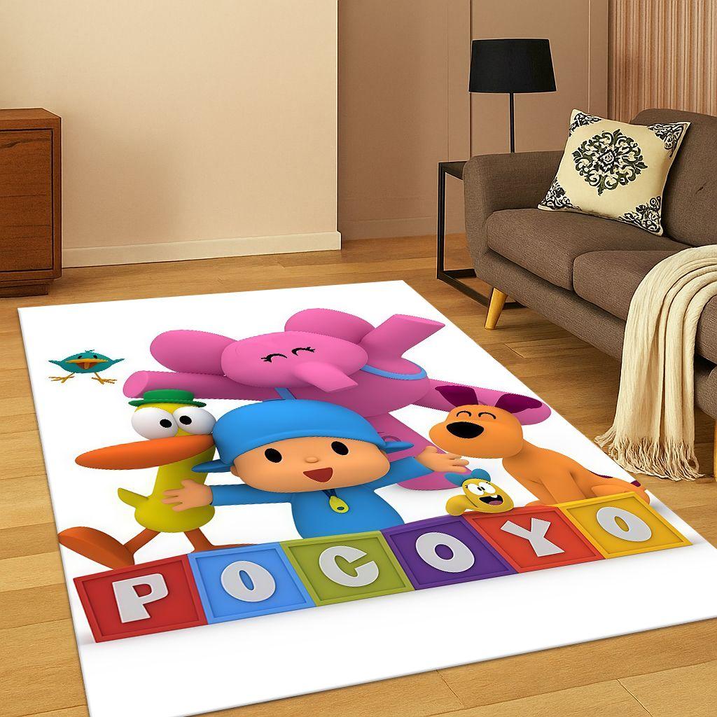 

3D P-Pocoyo Elly Pato Cartoon Carpet Rug for Bedroom Living Room Sofa Home Decor,kids Play Game Area Rug Non-slip Floor Mat Gift 120x160cm