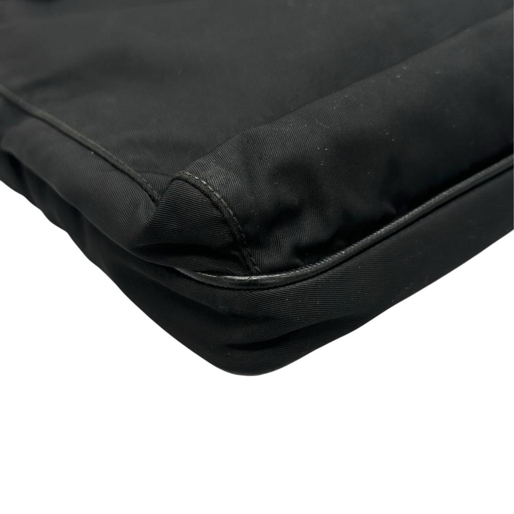 PRADA Triangular logo Shoulder Bag black unisex used