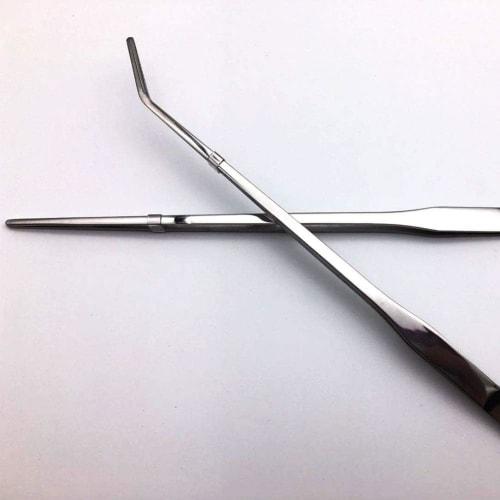 EDu Long Aquatic Plant Tweezers for Aquariums, Aquatic Plants, and Reptiles, 27cm Stainless Steel (Bent Tip, SUS430)