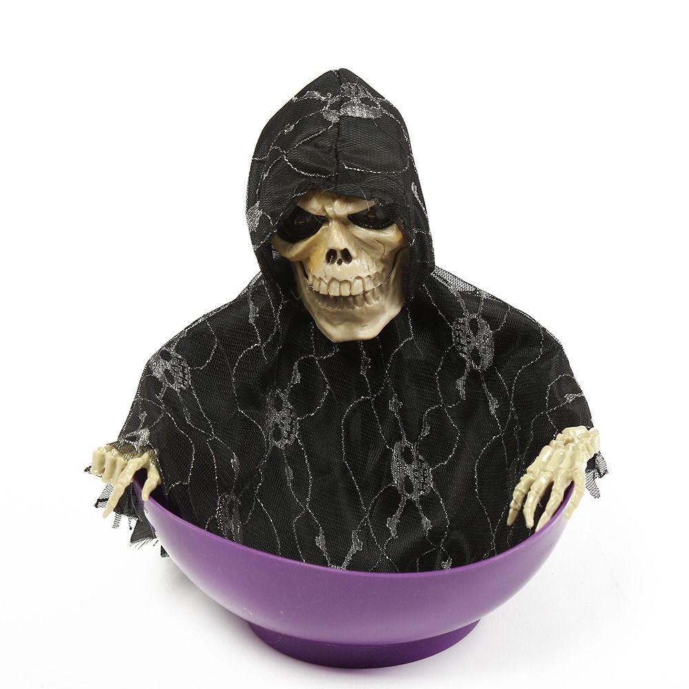 Glowing Halloween Candy Bowl Battery Powered Halloween Ghost Ornament Party Props Fruit Bowl  Gift