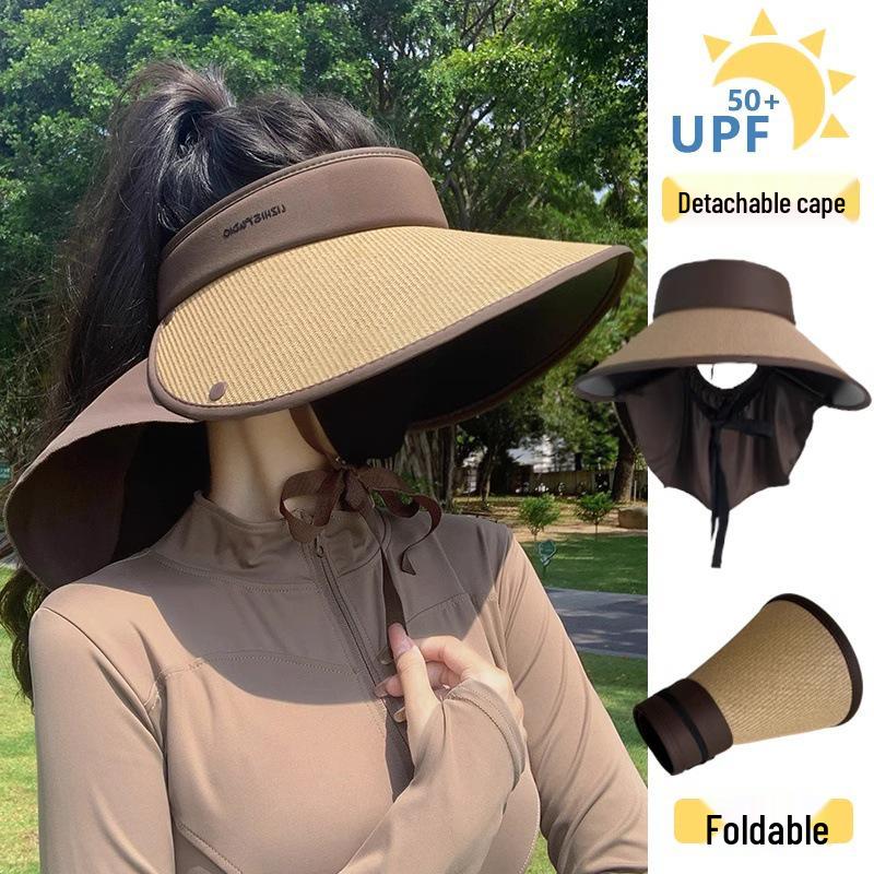 

Женская соломенная шляпа-бриз с открытым верхом - Защита от УФ-лучей, Летний стиль, Защита от солнца для велоспорта