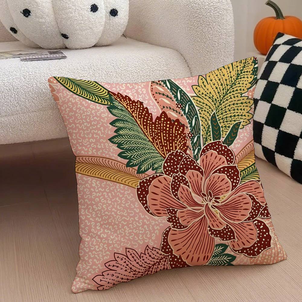 Batik Pillow Case Anti-dustmite Pillowcase Invisible zipper silky short plush Sofa cushion cover