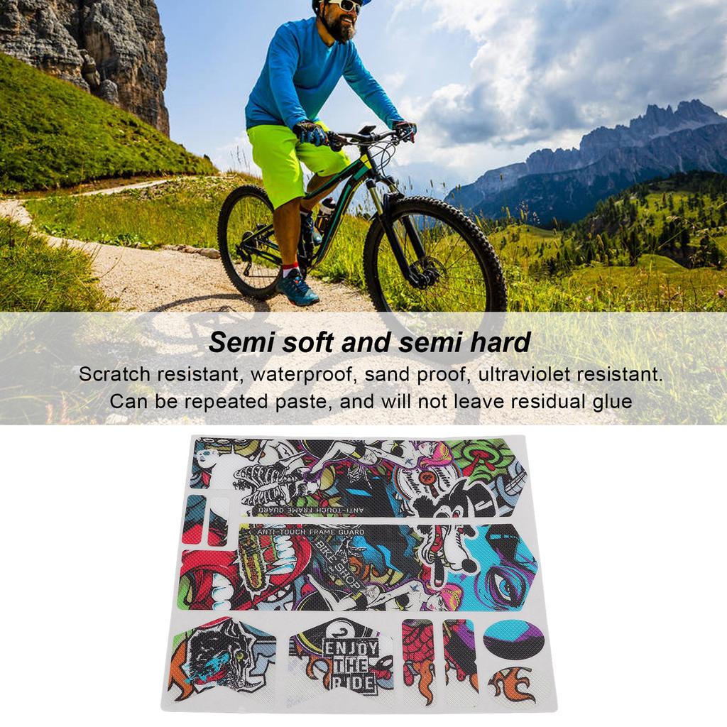 ENLEE 3D Mountain Bike Front Fork Sticker Scratch Resistance Bicycle Protective StickerScrawl Pattern