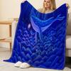 Thick Warm Flannel Blanket Whale Ocean Theme, Soft Cozy Throw for Home, Picnic, Guest Room, Halloween & Christmas