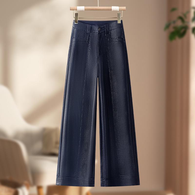

Trendy Wide-Leg High-Waisted Leather Pants for Women – Autumn/Winter 2025 Collection L /28 (Weight 105-115 jin) темно-синий