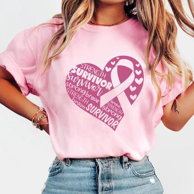 Brustkrebsaufklärung Liebe Aufdruck Damen Sommer T-Shirt Top Kurzarm Rundhals Lässig Damen T-Shirt Kleidung