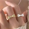 PANJBJ 925 Silver Bowknot Ring for Women Minimalism Irregular Sweet Design Sweet Adjustable Finger Jewelry Party Gift Dropship