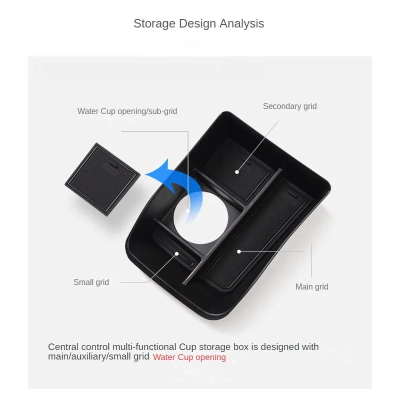 Caixa de armazenamento do console central do carro para Dacia Spring Bandeja de apoio de braço central Porta-copos Acessórios Organizador Arrumação