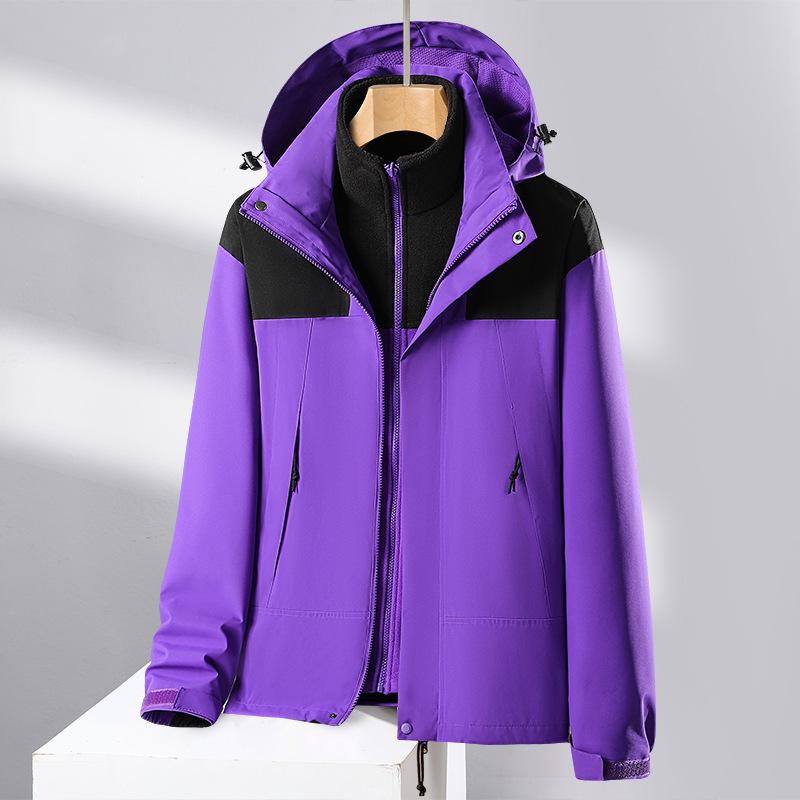 Winter Three-in-one Jacket for Women Two-piece Collection Thickened and Velvet Removable Liner Mountaineering Jacket Wind Resistant Jacket