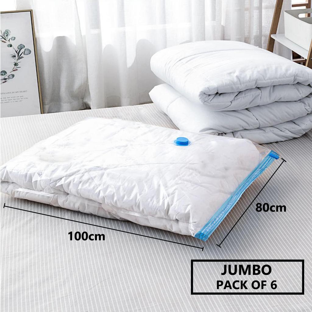 Vacuum Storage Bags, Extra Large Reusable Vacuum Sealer Bags with Double Zip Seal Travel Space Saver Bags for Clothes Bedding