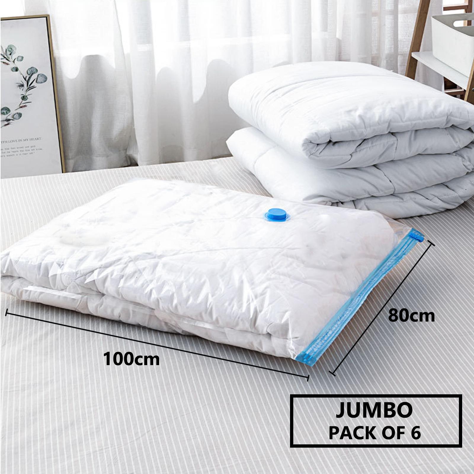 Vacuum Storage Bags, Extra Large Reusable Vacuum Sealer Bags with Double Zip Seal Travel Space Saver Bags for Clothes Bedding 80×100cm