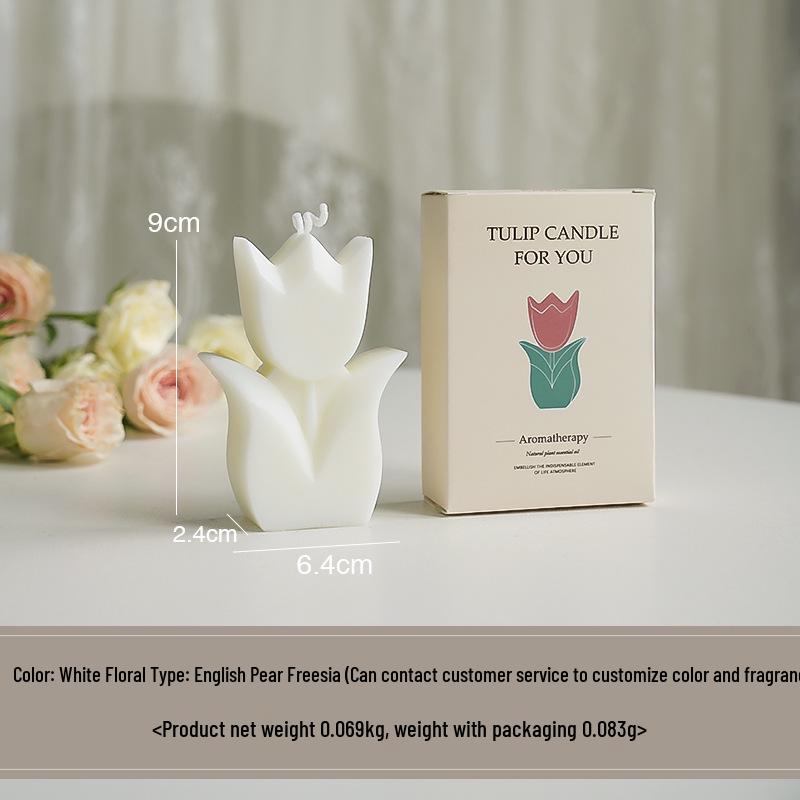 Tulip Flower Shaped Scented Candle - Handmade Teacher's Day Gift Fragrance