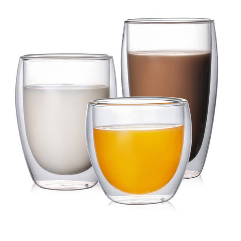 2-6 Stück Doppelwandige High-Borosilikatglas-Tasse Hitzebeständig Tee Milch Espresso Kaffee Saft Wasserbecher Bar Trinkgeschirr Geschenk