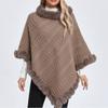 Poncho Cape En Maille Surdimensionné Pour Femmes Avec Col En Fausse Fourrure Chaud Manteau Pull d'Hiver Style Rue