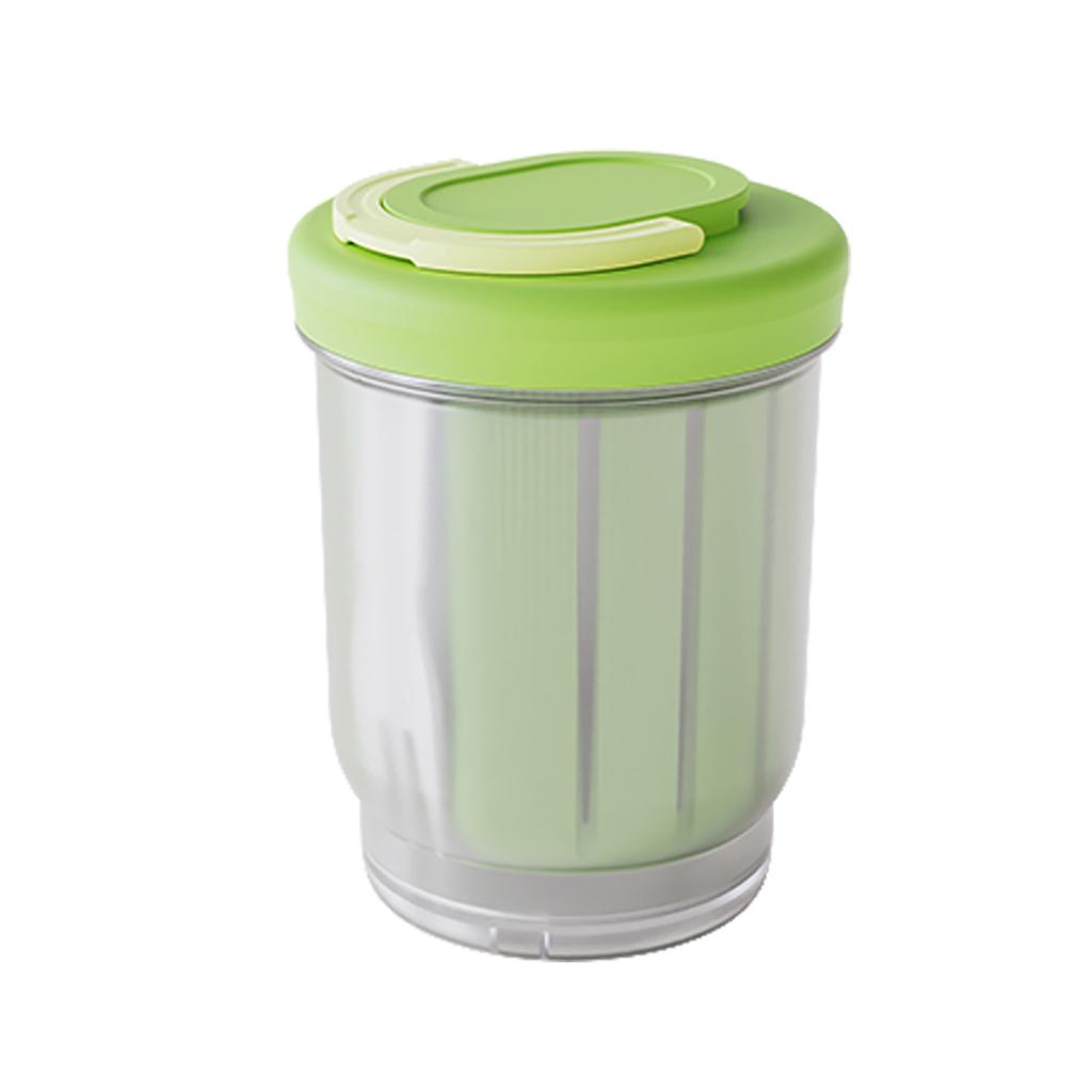 INS Round Plastic Salad Cup, Portable Double-layer with Fork, Multifunctional Breakfast Cup, Microwaveable, Takeaway Fruit Cup