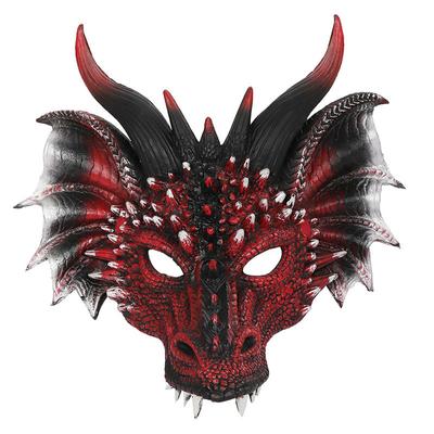 Masques Diable Rouge Cornes Effrayant Horreur Hornghost Bélier Moitié Accessoires de Fête Costume Visage de Dragon Cosplaycostumes