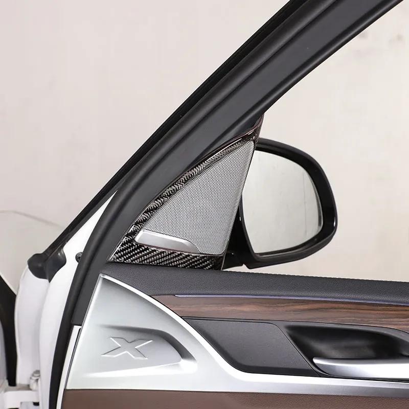 For BMW X3 G01 2018- Soft Carbon Fiber Car Front Door A-pillar Speaker Frame Cover Trim Sticker Interior Car Accessories