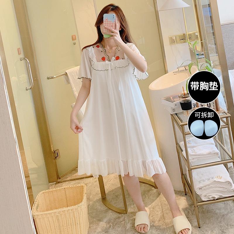 Летнее свободное и милое платье-ночнушка из сетки, пижама, одежда для дома, однотонная, средней и большой длины, в стиле принцессы 2XL