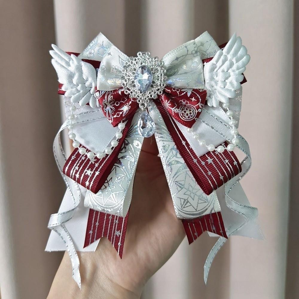 Handmade Jewelry Itabag Decoration Crystal Pearl Knot Bowknot Lolita Angel Wing Bow Bag Pendant Long Streamers Anime Collectible