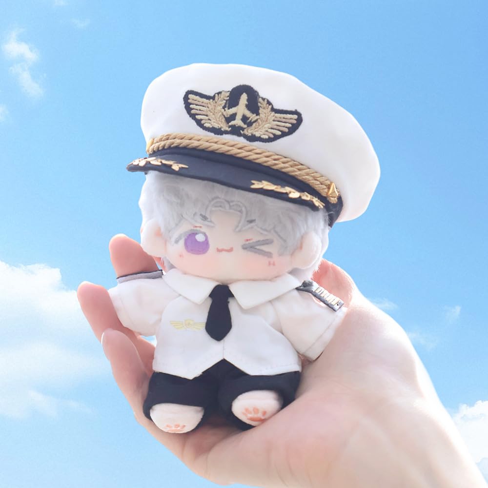niannyyhouse Plush Doll Clothes 10cm-15cm Buflight Uniform Set (5 pieces) - Doll Dress-Up