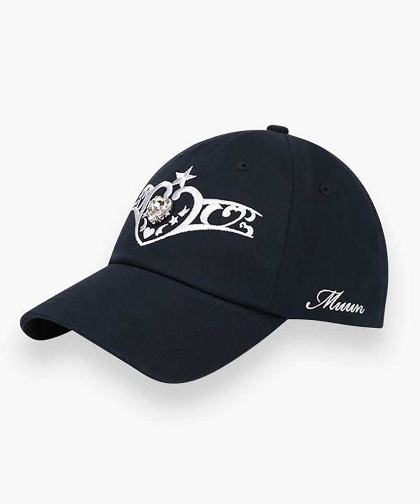 Muun Jewel Heart Tiara Ball Cap (Navy)