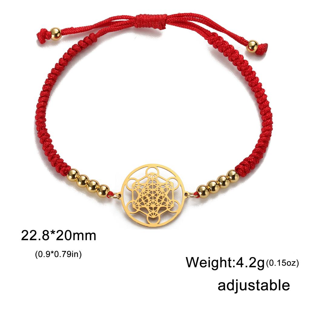 Edelstahl Erzengel Metatron Würfel Charms Armbänder Herren Damen Blau Rot Schwarz Seil Armband Amulett Heilige Geometrie Schmuck