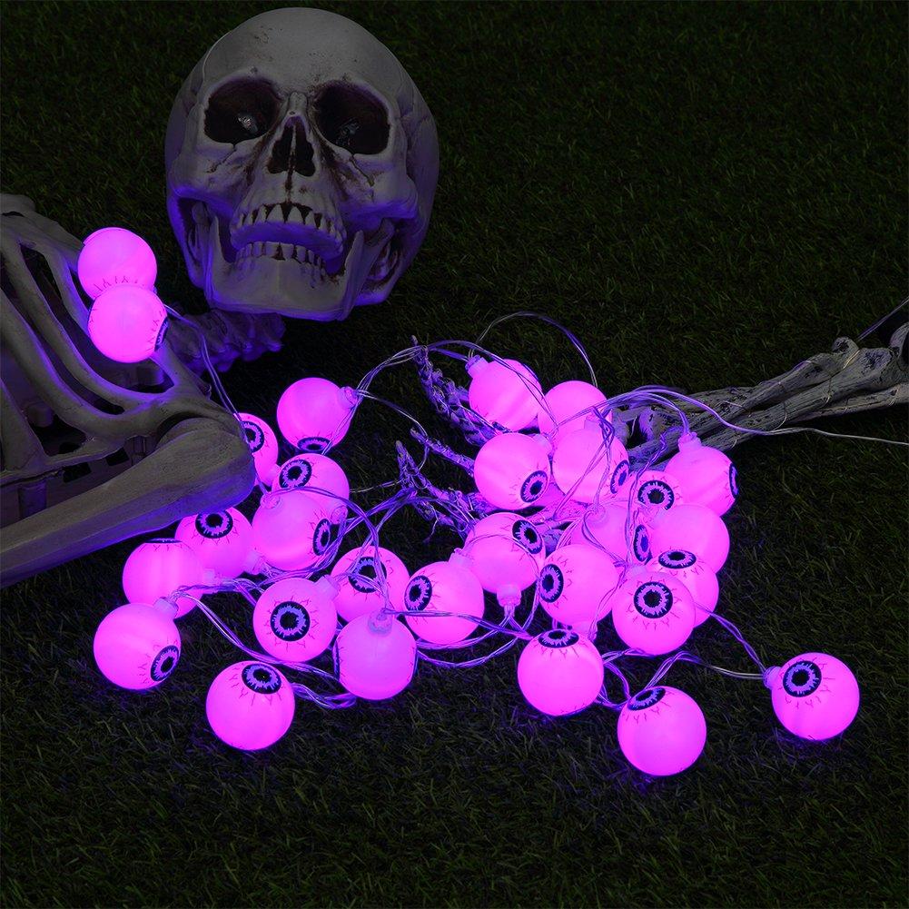 1PC 3M/9.84FT. 20LED Spooky Halloween Eyeball String Light Battery Powered Suitable For Home Yard Outdoor Festival Party Decor