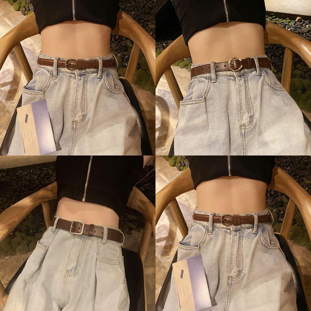 Vintage Stylish Black Women's Versatile Decorative Wide Denim Belt For Summer Fashion