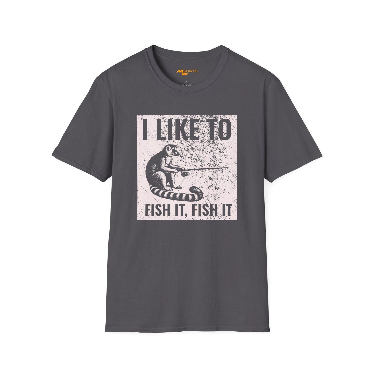Fishing Lemur T-Shirt: Funny Vintage Style Animal Tee S