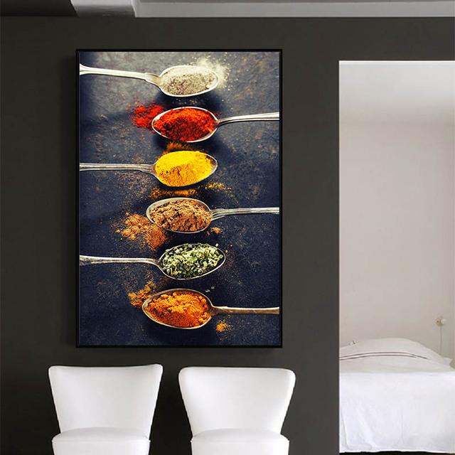 Moderne Mura Bunte Küche Gewürz Leinwand Malerei Abstrakte Bilder für Nordic Wohnzimmer Küche Wand Kunst Dekor Kein Rahmen