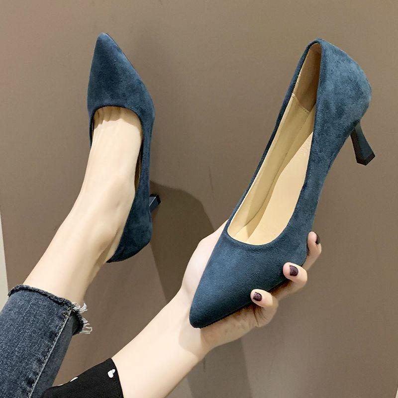 Size 35-43, large size women's shoes 41 stiletto single shoes women's pointed black professional work shoes Korean version of versatile high heels