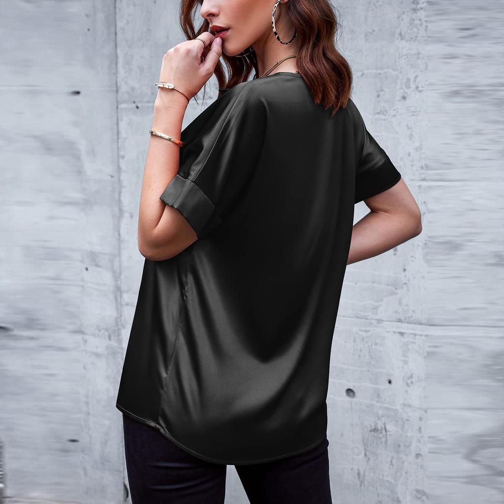 Dámské tričko Tričko s krátkým rukávem Denní víkendová móda Basic Top s výstřihem do V