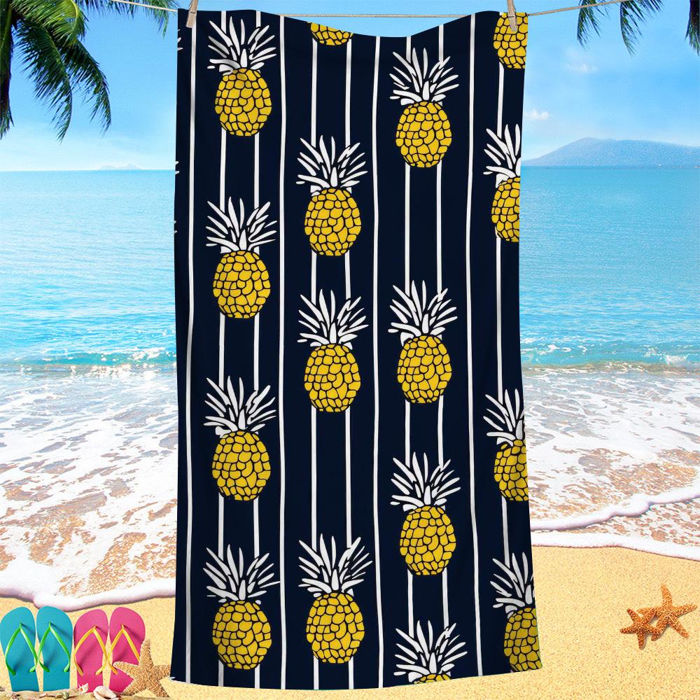 Creative Painted Pineapple Digital-printed Polyester Superfine Fiber Double-sided Fleece Beach Vacation Bath Towel, Beach Towel