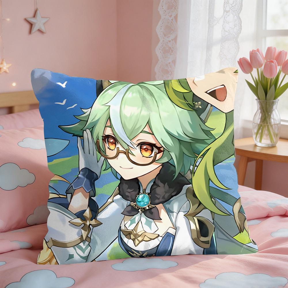 Sucrose Genshin Game Cushion Cover Short Plush Pillow Case Room Sofa Cushion Covers Home Decor Funda