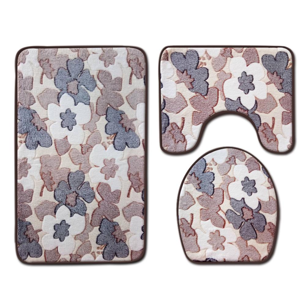 Toilet Floor Mat Three-Piece Door Mat Absorbent Carpet Bathroom Bathroom Non-Slip Foot Mat