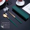 Nordic Style Portable Cutlery Set for One - Includes Knife, Fork, Spoon, and Chopsticks - Perfect for Office Workers and Students.
