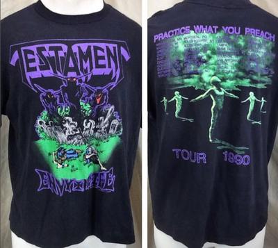 Maglietta a maniche corte vintage anni '90 Testament Practice What You Preach, taglia S-4XL