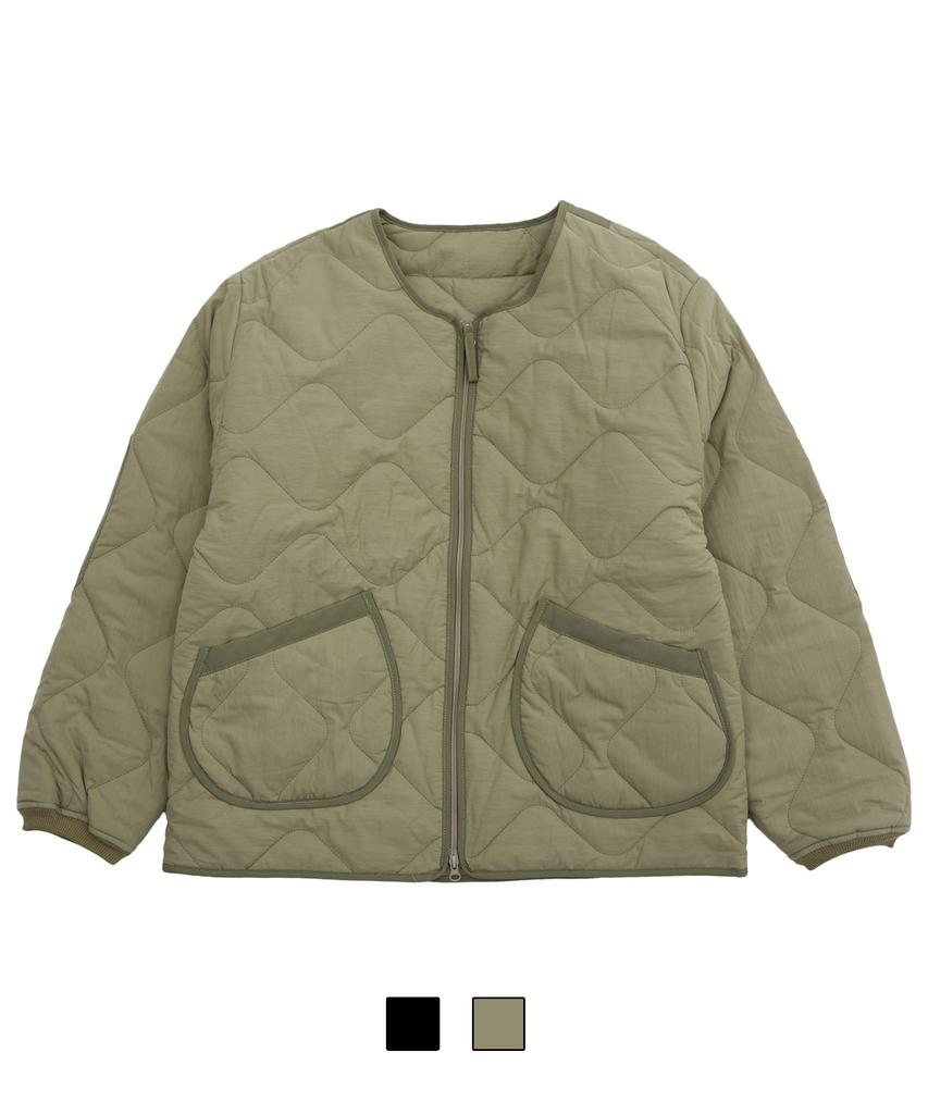 Cream Soda Lab Warm-Up Quilted Two-Way Jacket Khaki