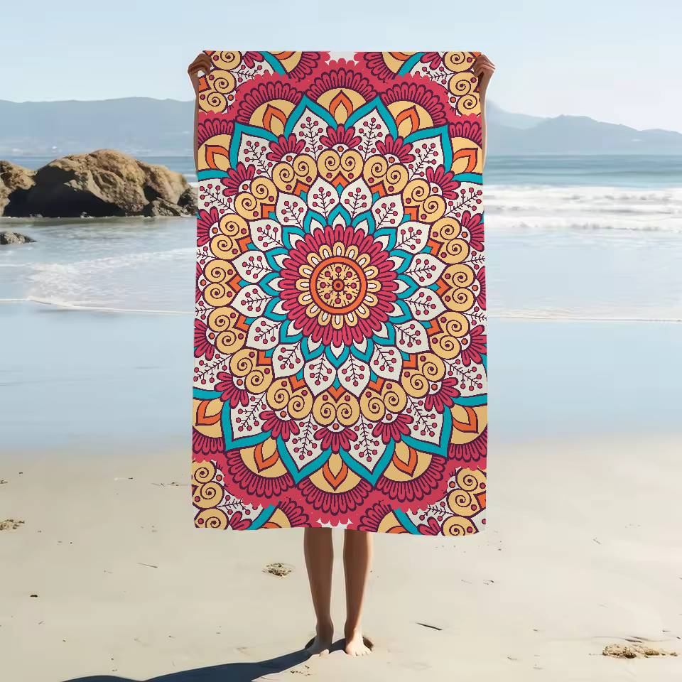Classical Floral Pattern Print Beach Towel For Kids Personalized Bath Towel Pool Towel Vacation Gift Picnic Towel Party Gift