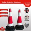 70cm Reflective Rubber Safety Cone - High-Speed Traffic Warning & Isolation Barrier