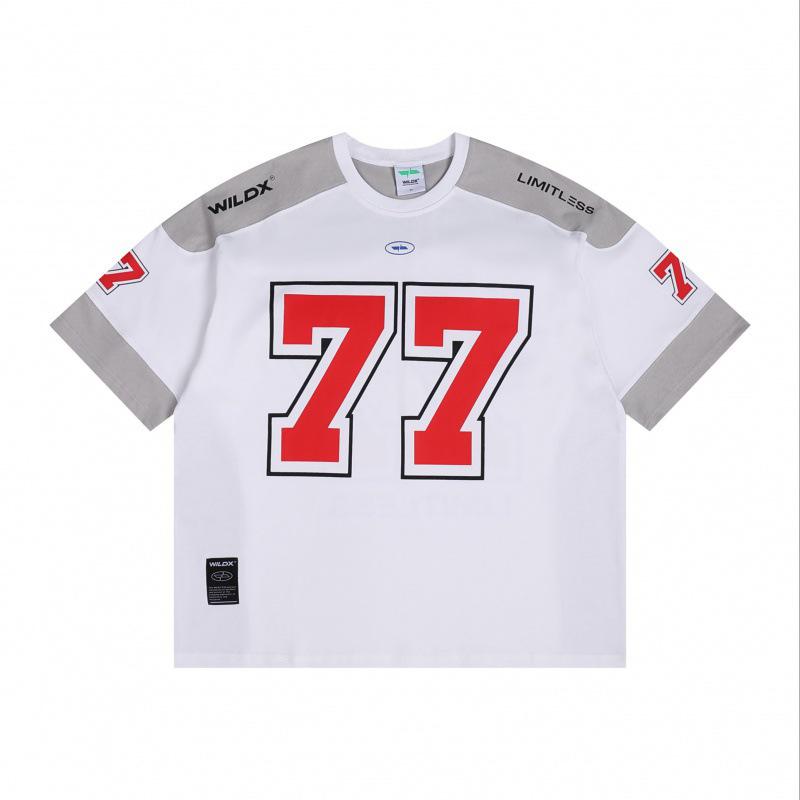 

Ретро спортивная футболка с коротким рукавом для хоккея с шайбой: Мужская и женская трикотажная майка для регби и баскетбола в стиле хай-стрит 2XL белый