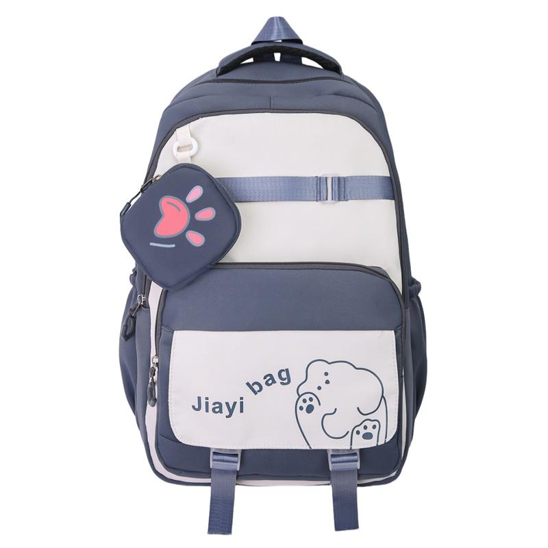 Cartoon Student Schoolbag Color Contrast Large Capacity Backpack with Coin Purse