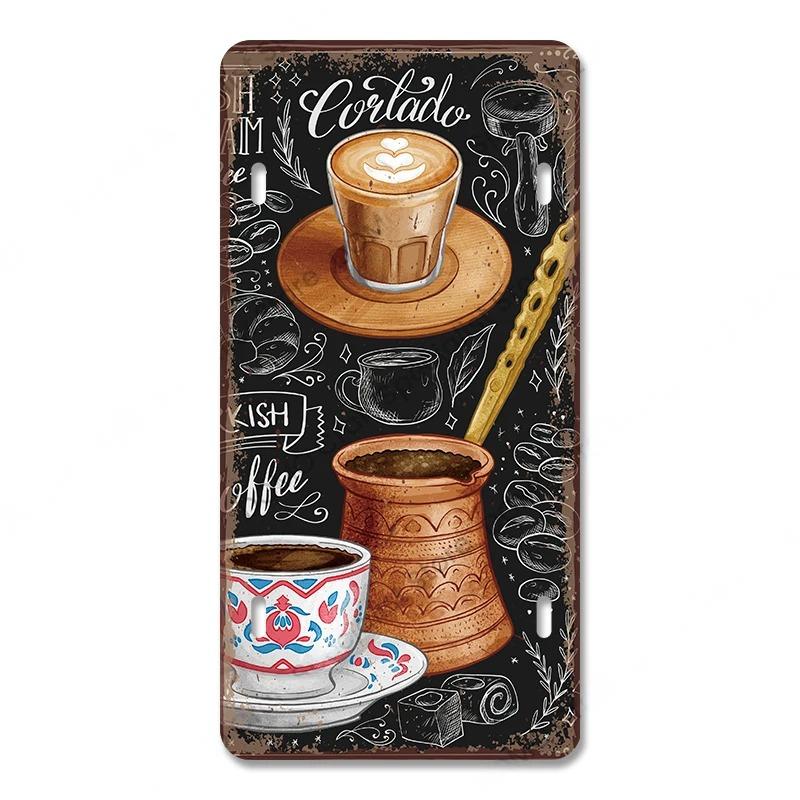 Coffee Licenses Vintage Metal Tin Signs Retro Plate Coffee Time Posters Plaques for Cafe Kitchen Living Room Home Wall Art Decor