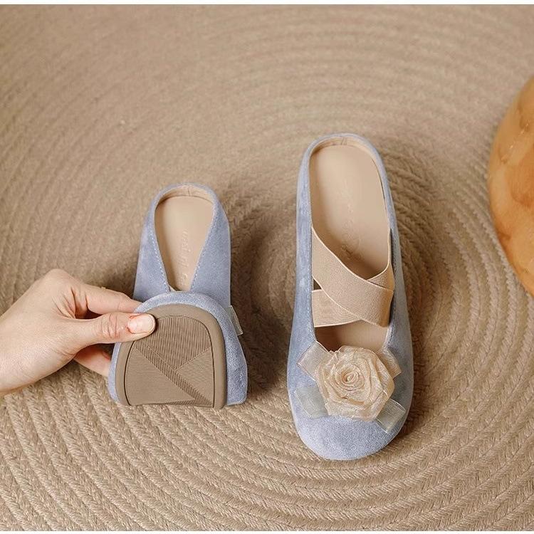 Camellia bag head half slippers women's outer wear 2025 new summer lazy one pedal cool slippers flat shoes
