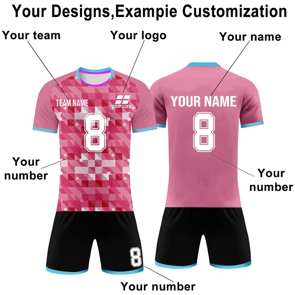Custom Soccer Jersey Set for Men and Youth Personalized Team Uniforms Quick Dry Sportswear with Number Printing for Training and Matches