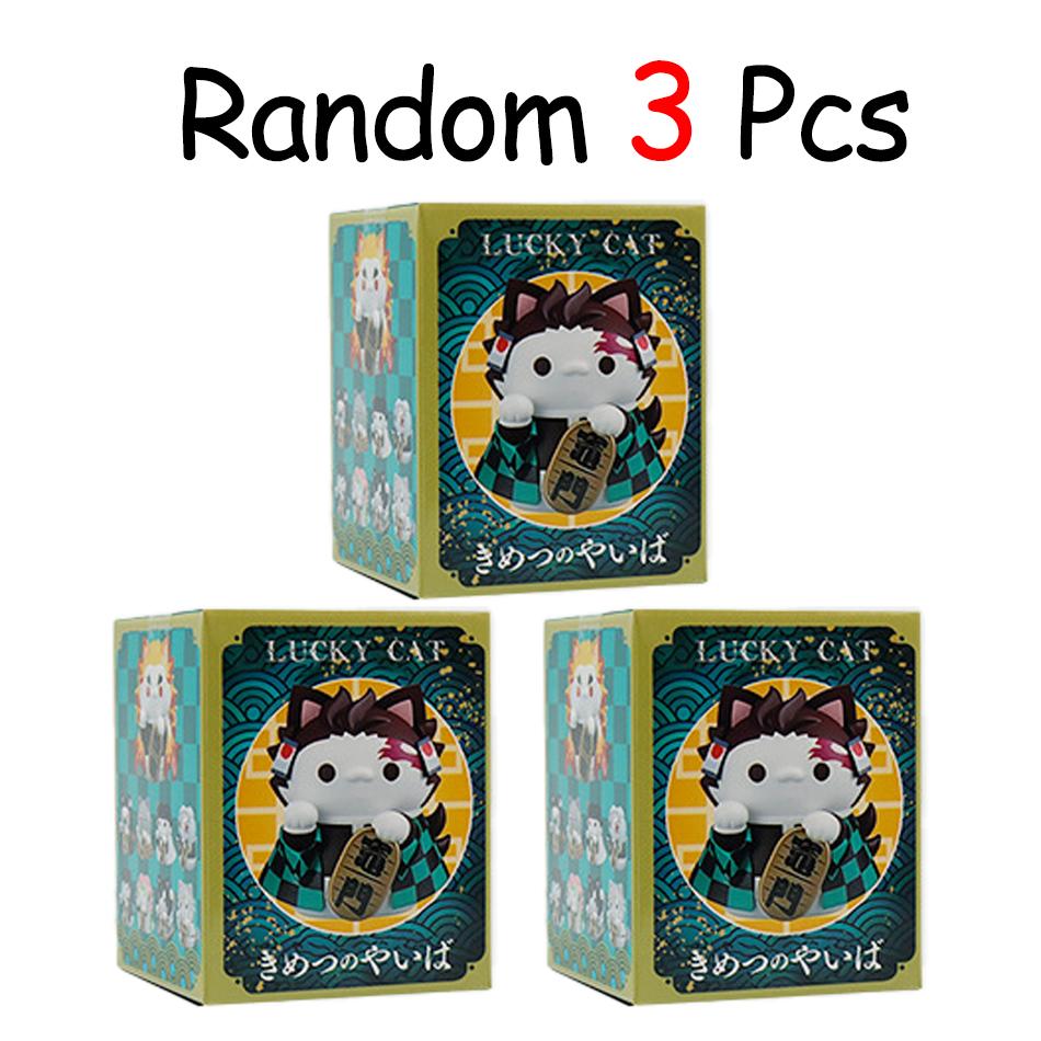 Demon Slayer Lucky Cat Anime Figure Blind Box Rengoku Tanjiro Inosuke Kawaii Cute Model Toy Desktop Car Ornaments Birthday Gift